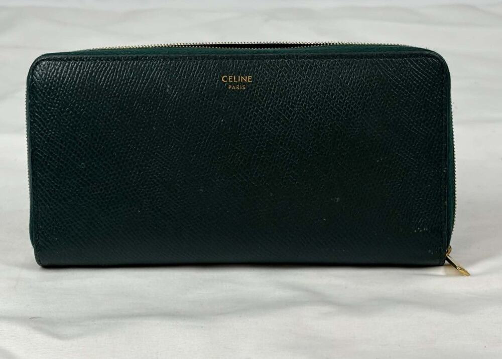 Celine Green Leather Large Zipped Multifunction Wallet CelineSPB JA-366467